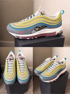 Nike Air Max 97 “Have A Nike Day” Running Shoes Gray Yellow Blue Men’s Sneakers